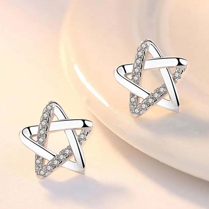 Женские серьги гвоздики из серебра 925 пробы с цирконием|Серьги-гвоздики| |