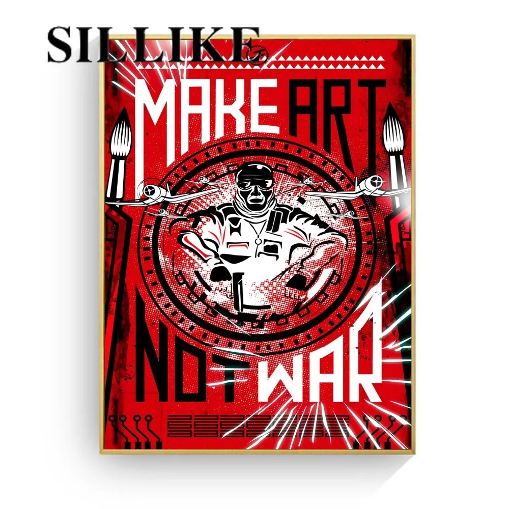

Make Art Not War Pop Art Vintage Poster Prints Oil Painting Wall Art Murals Pictures For Living Room Decoration