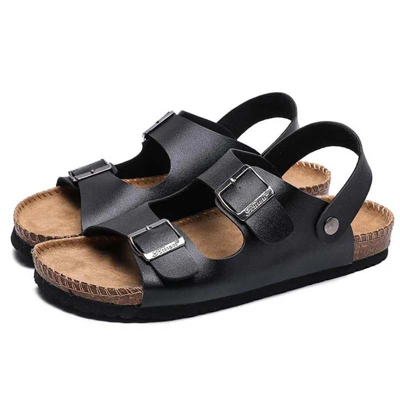 New Casual Fashion BeachShoes thick-soled wear-resistant Sandals men's Leather dual-use Sandals and slippers Leather Beach Shoes