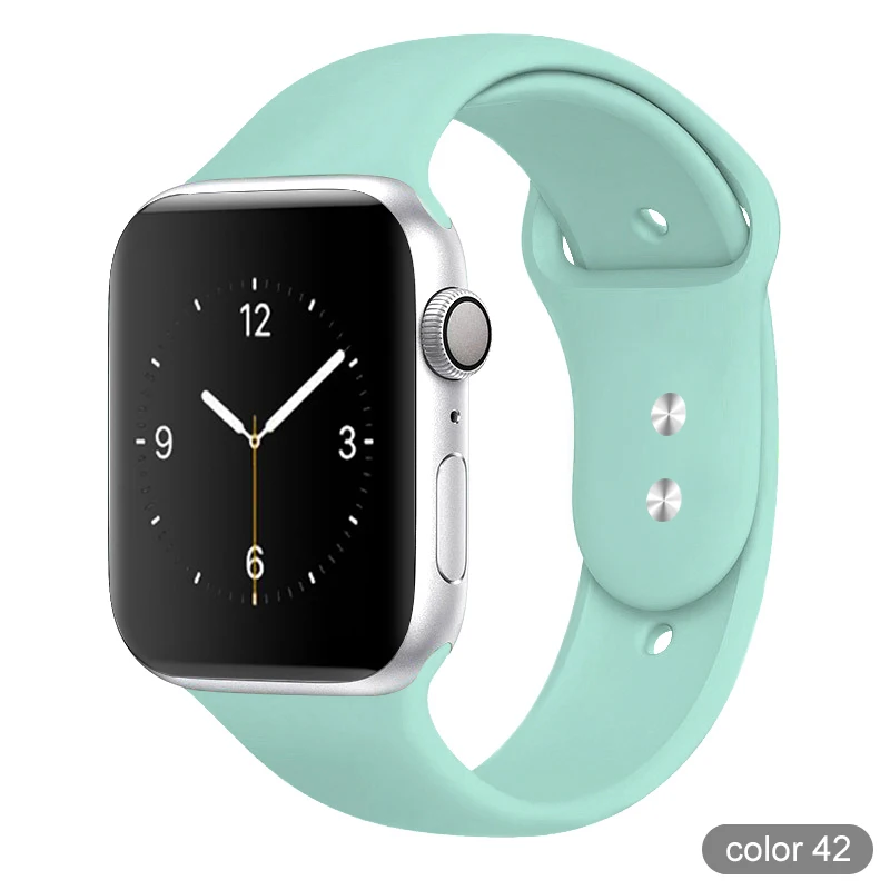 Цветной мягкий силиконовый спортивный ремешок для Apple Watch серии 1 2 3 4 5 38 мм 42 мм резиновый ремешок для часов 40 мм 44 мм iWatch 4/5 - Цвет ремешка: 42 marine green
