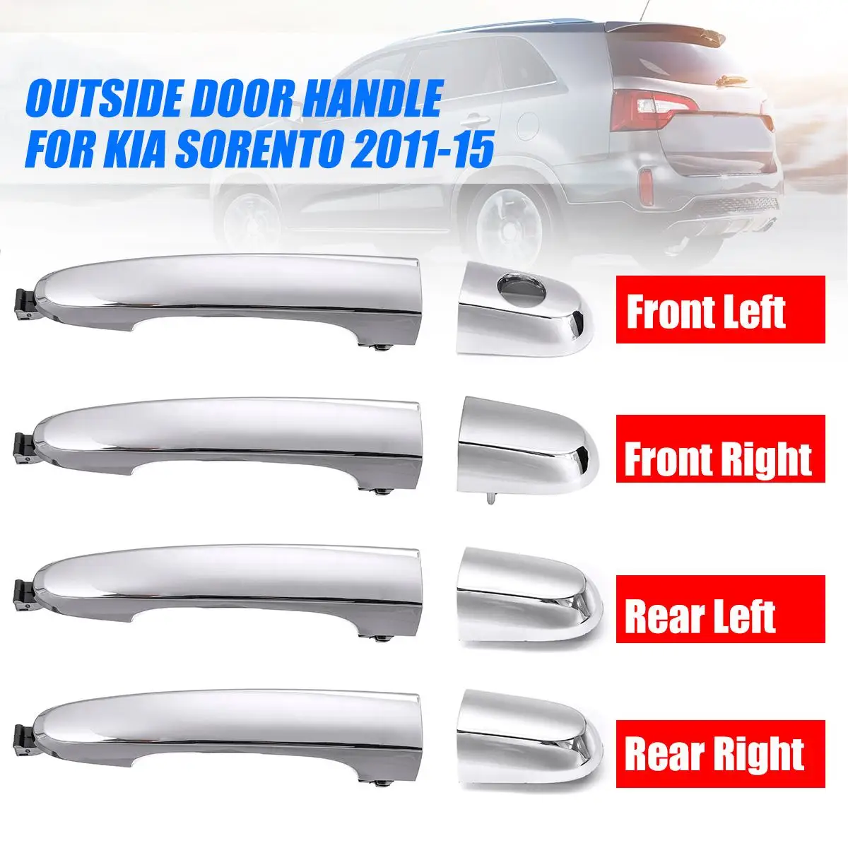 

Outside Outer Exterior Door Chrome handle Cap Cover For Kia Sorento 2011 2012 2013 2014 2015 #82651-2P010 #82652-2P020 1 PCS