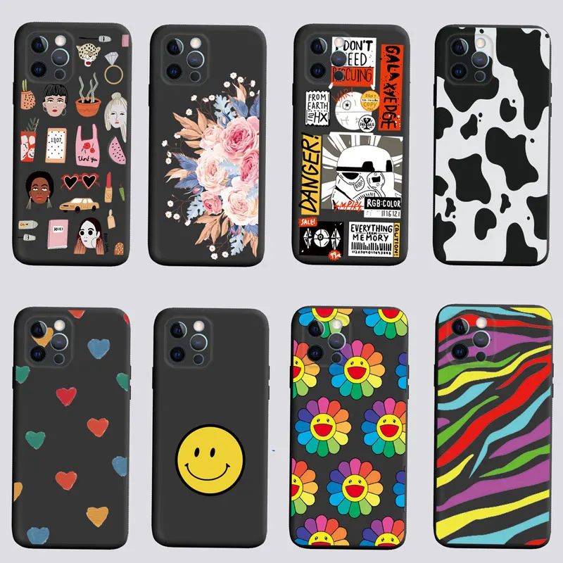 Phone Case Cover Hull For iphone 5 5s se 2 6 6s 7 8 11 IP 12 mini plus XS XR PRO MAX Cases iphone 4 4s XR XS 8 Plus Covers Black