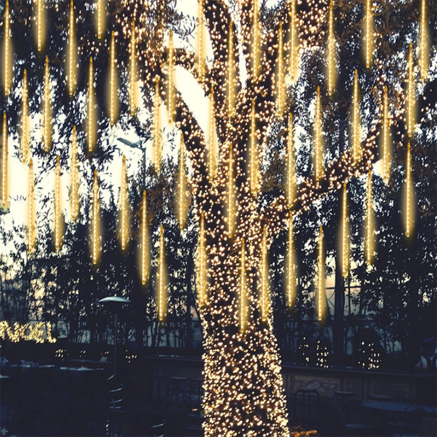 

Upgraded High Brightness 50cm 384LED Meteor Shower Rain Light Falling Rain Drop Christmas Light Waterproof Cascading Lights