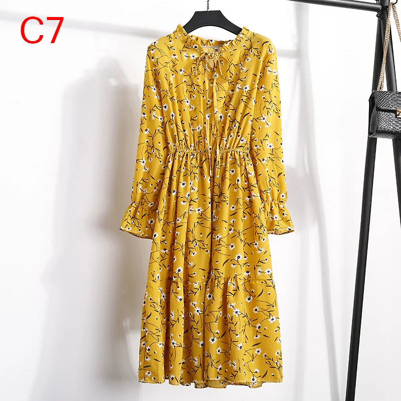 Корейская черная рубашка Vestidos для офиса в горошек, винтажные осенние платья, Женское зимнее платье, миди платье с цветочным рисунком и длинным рукавом для женщин