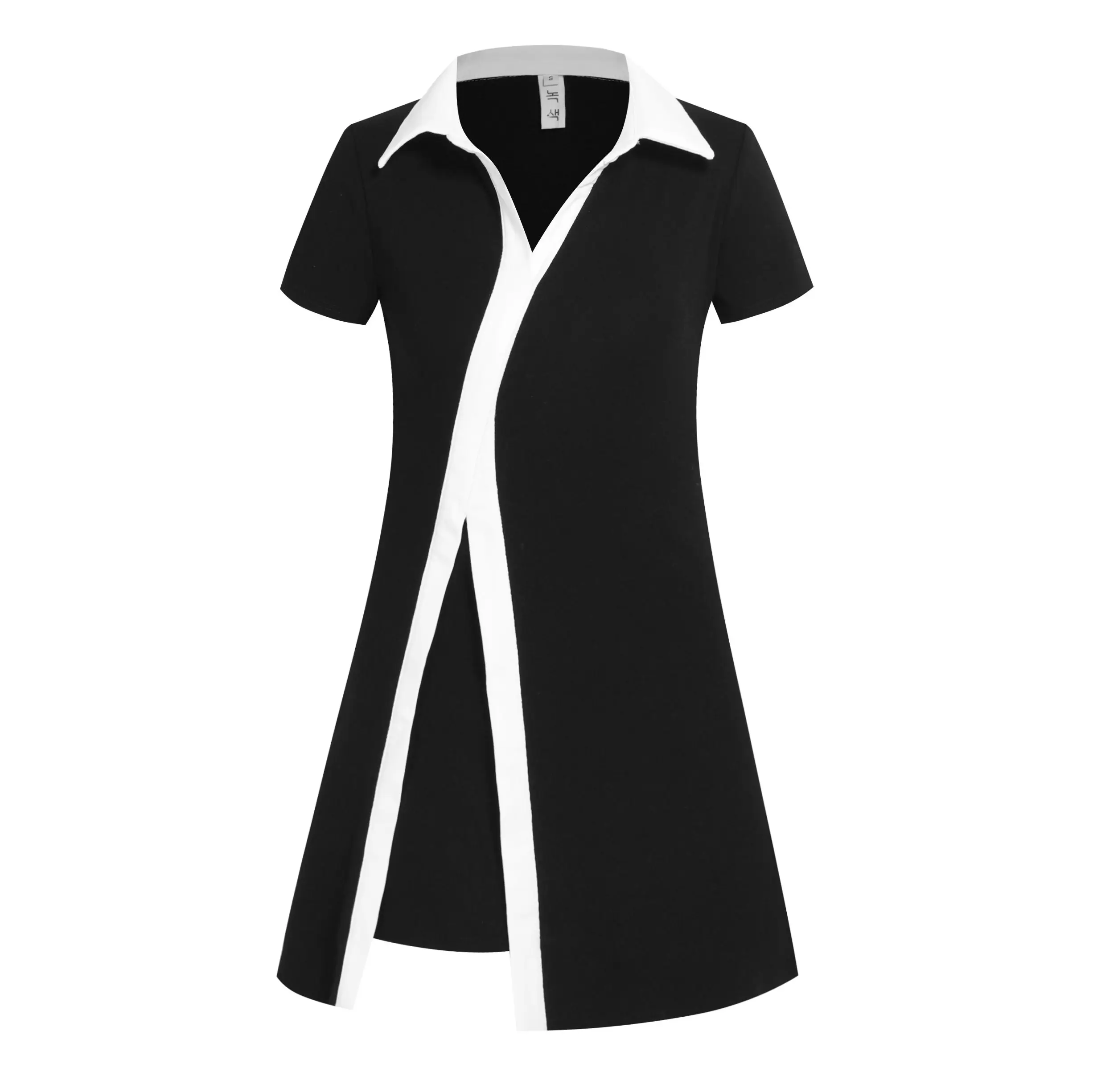

COIGARSAM Sexy Women dress New Summer Panelled Dresses Black Pink 9105