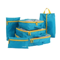 5setslot fashion double zipper waterproof nylon unisex luggage travel bags packing cubes organizer pouch wholesale