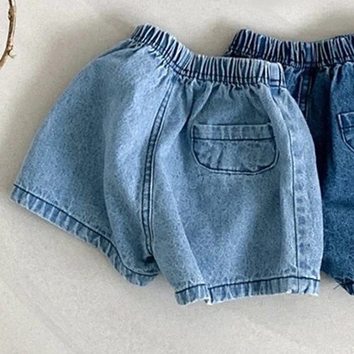 

MILANCEL 2021 Summer Baby Clothes Solid Denim Infant Shorts Elastic Waist Toddler Bloomer Korean Casual Clothing