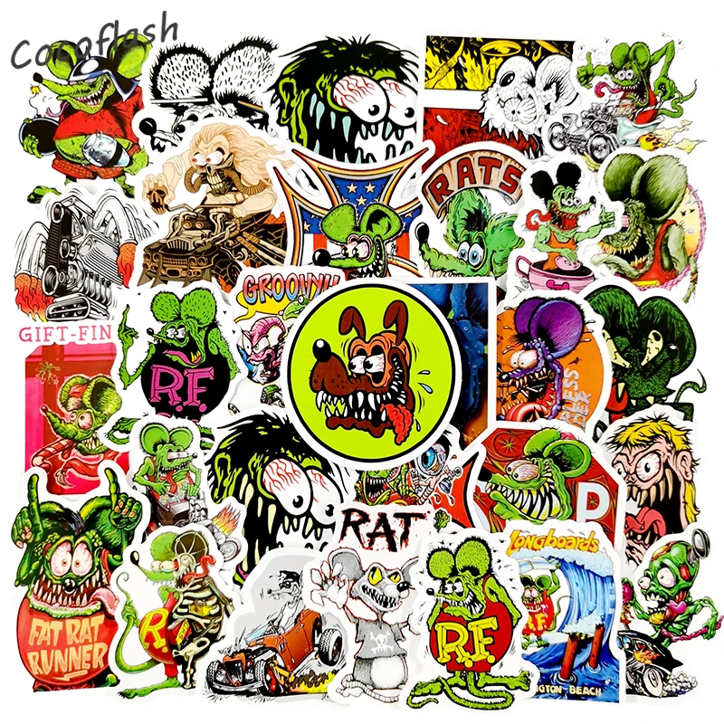 10/50pcs/pack Tales Of The Rat Fink Cartoon Stickers For DIY TOY Skateboard Laptop Bicycle Decals Scrapbook Skateboard Luggage