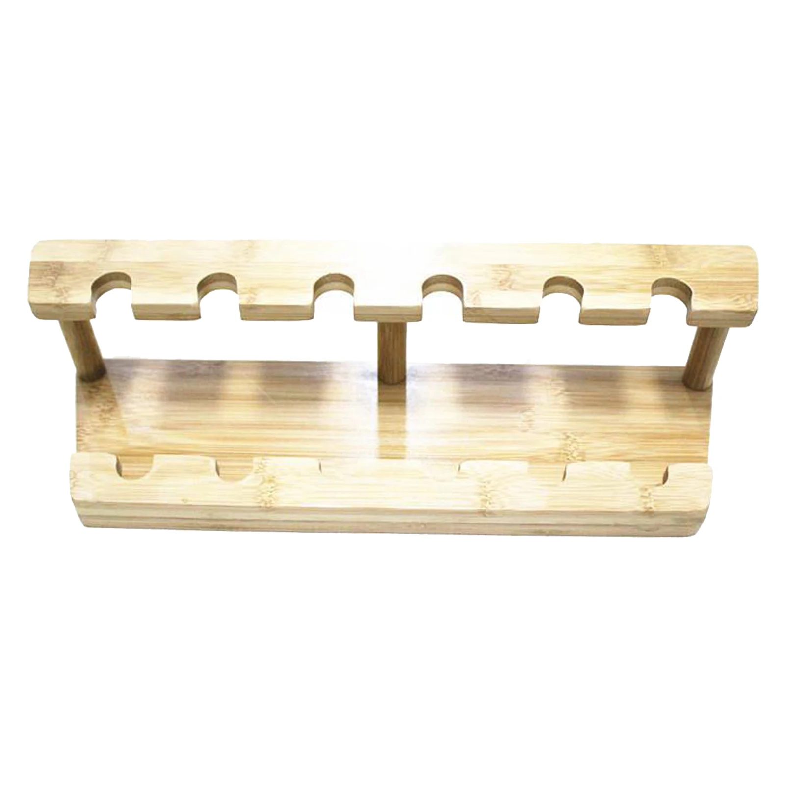 

Bamboo 6 Holes Salon Hair Comb Brush Holder Display Stand Rack Organizer Shelf