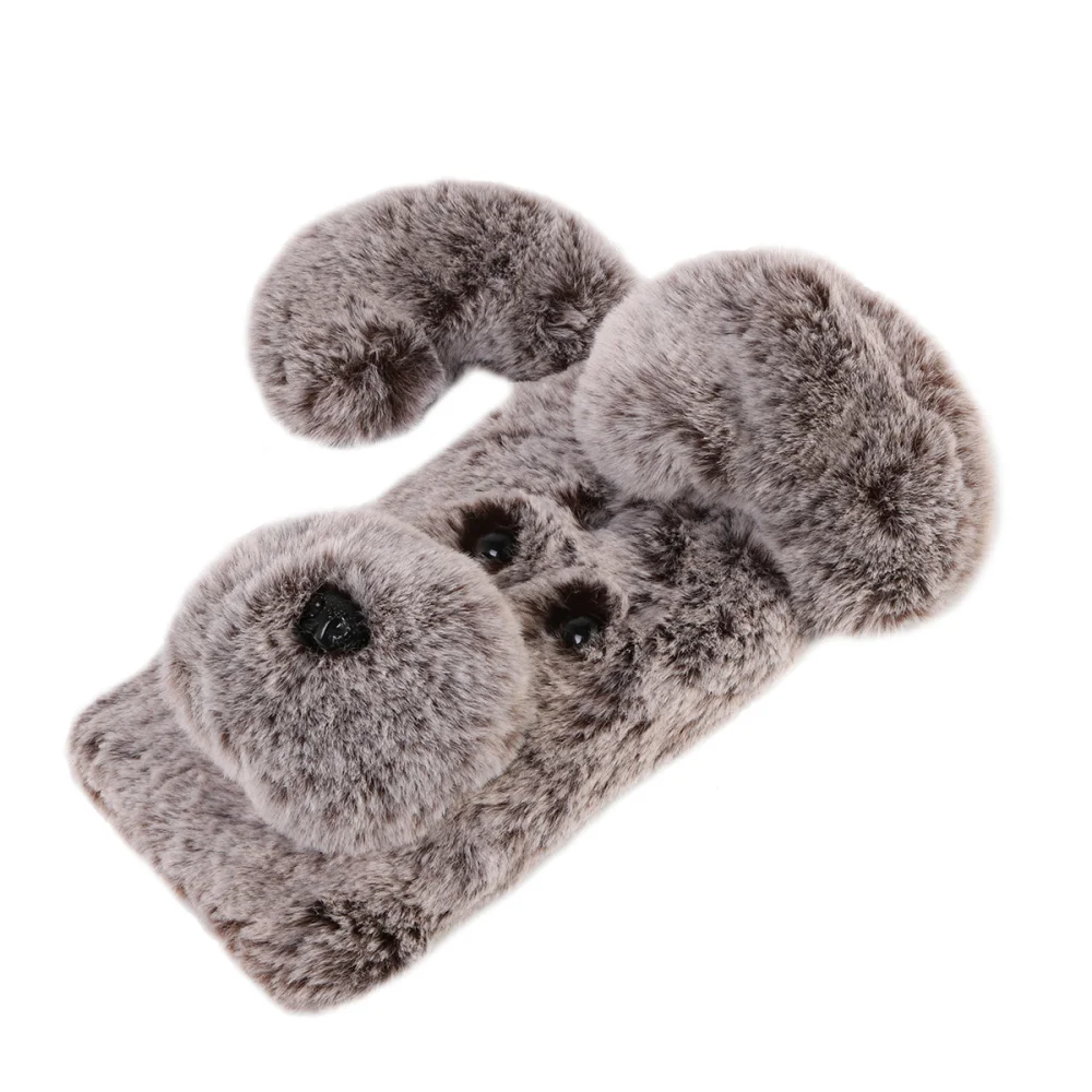 Мягкий плюшевый чехол для телефона с рисунком собаки милый Модный зимний теплый