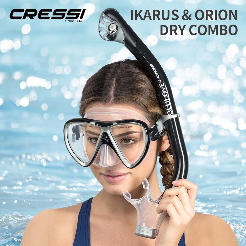 Маска для дайвинга Cressi IKARUS набор подводного плавания маска силиконовая с сухим