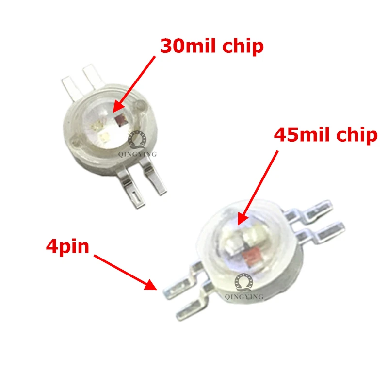 5 шт.-20 шт. 1 Вт 3W светодиодный RGB высокой мощности светодиодный лампочка 4pin 6pin 30mil 45mil красный зеленый синий чип сценическая лампа чипы отличное качество