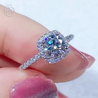 color d vvs1 square design moissanite ring 5 8mm 0 5 2ct for women fixed size s925 silver gemstone diamond