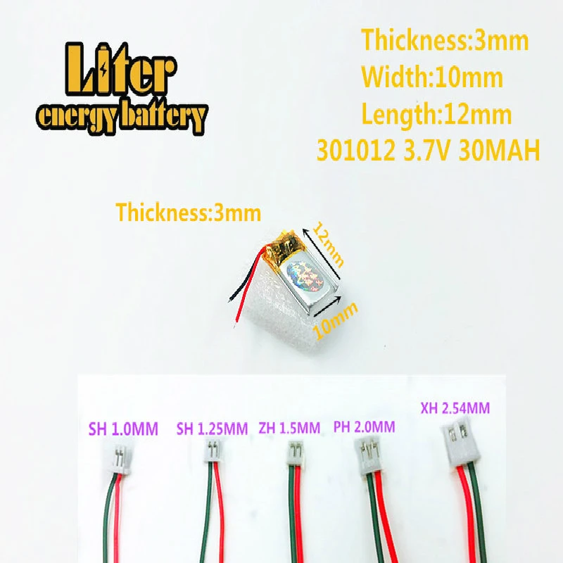 Ультра маленькая батарея 3,7 V 30mAh 301012 301010 301015 литий-полимерная аккумуляторная батарея lipo для Mp3 Mp4 PAD DVD bluetooth