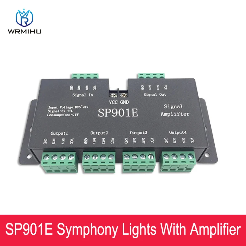 DC5-24V SP901E LED Controller SPI Signal 4CH Group Amplifier Suitable For WS2811 WS2812B APA102 DMX512 STRIP