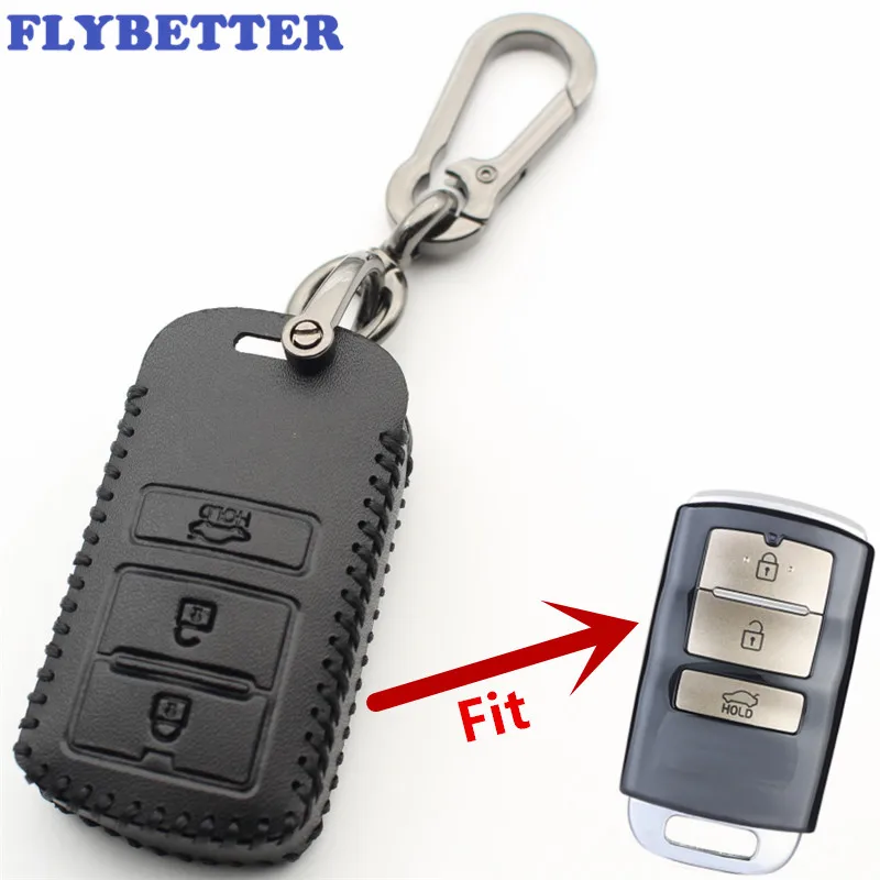 Чехол FLYBETTER для смарт ключей из натуральной кожи с 3 кнопками Kia Cadenza L594|Футляр