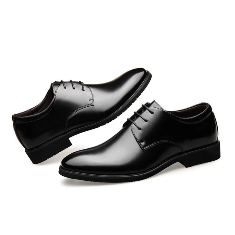 Мужские классические туфли на высоком каблуке 6 см формальные увеличенные