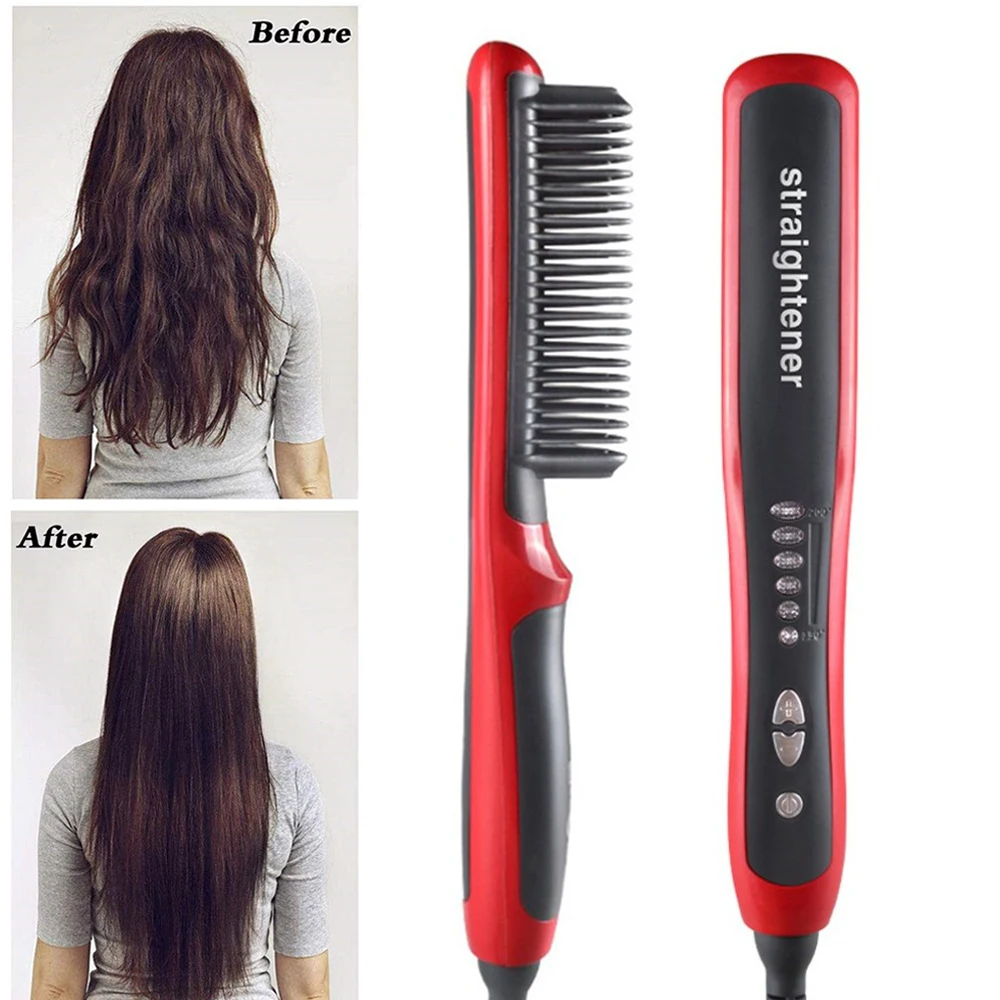 Портативная расческа для выпрямления долговечная электрическая щетка волос с