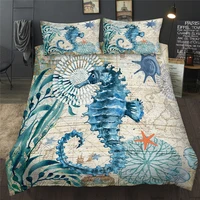 3d bedding set cartoon sea animal seahorse starfish queen king size duvet cover set twin full single double bedclothes for child