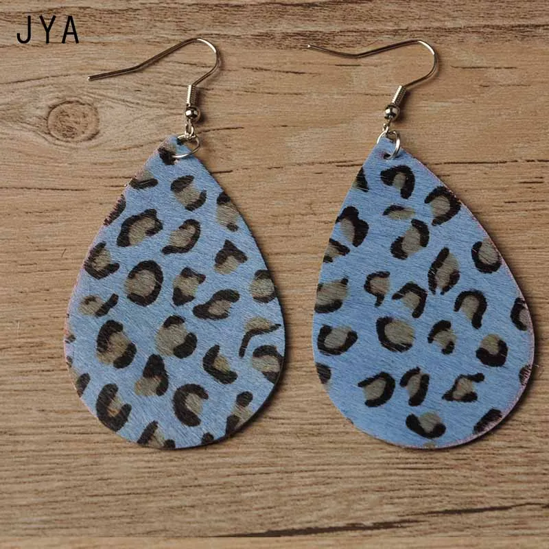 F JYA кожаные серьги для женщин, разноцветные леопардовые серьги с перьями, большие длинные модные резиновые серьги в виде листьев, Висячие капли, зима - Окраска металла: F