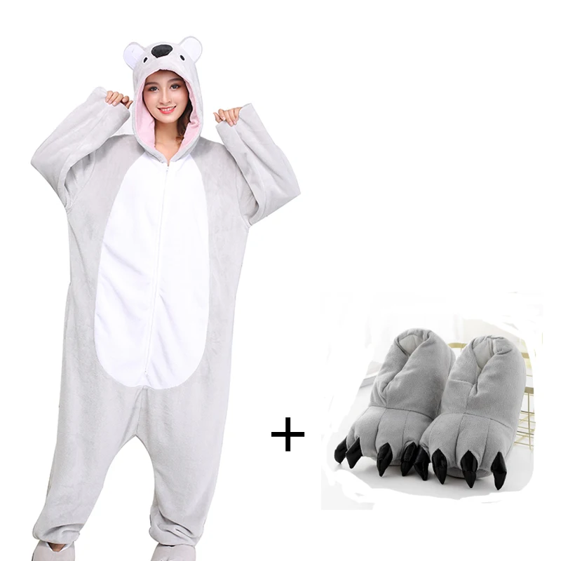 кигуруми Коала комбинезоны для взрослых пижамы с животными Цельный боди Женская