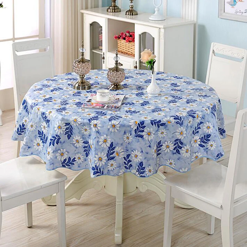 Round Tablecloth PVC Waterproof Pastoral Floral Printed Table Cloth Oilproof Home Dining Cover | Дом и сад
