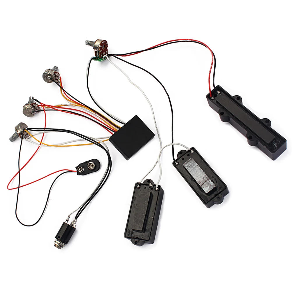 

3 Band Equalizer EQ Preamp Circuit Bass Guitar Tone Control Wiring Harness and JP Pickup Set for Active Bass Pickup