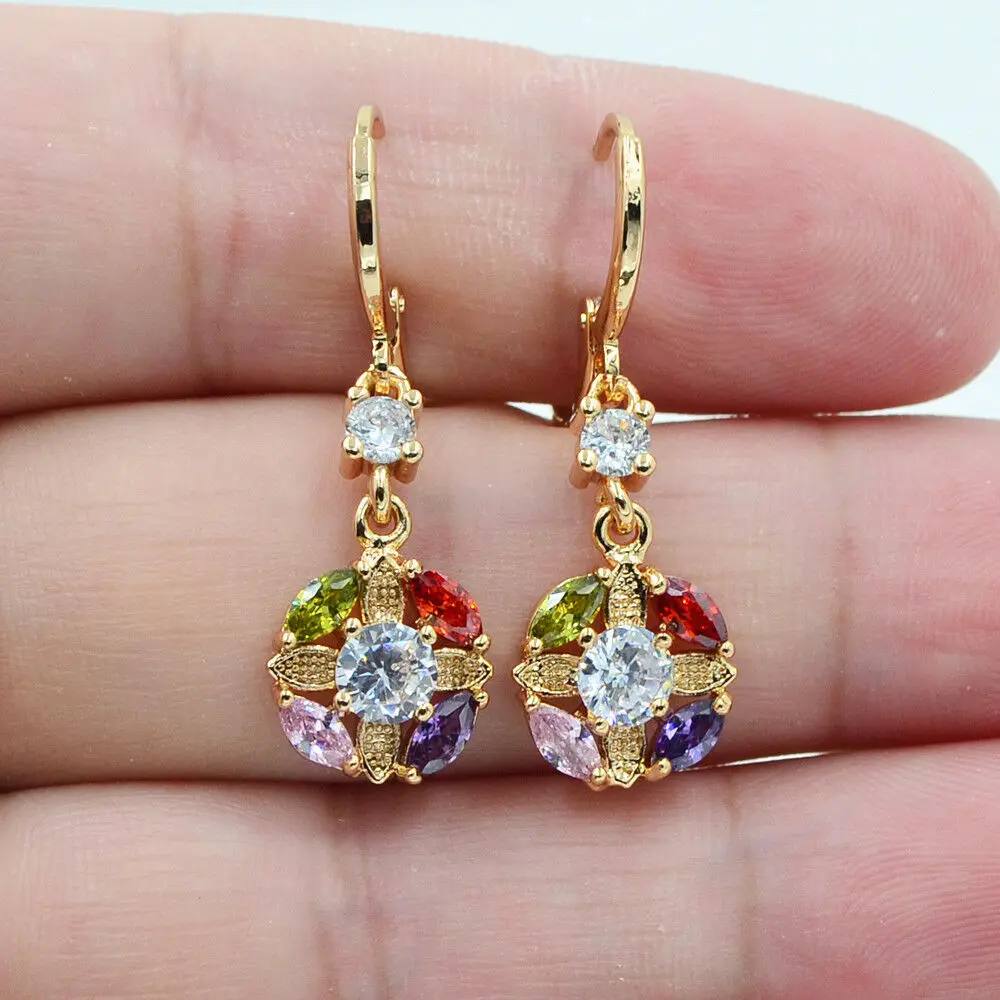 Модные серьги Цвет Фул фианитами Золотое изысканные ювелирные изделия для