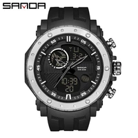 sanda 2022 new digital watch relogio masculino fashion dual display led luminous waterproof multifunctional mens watches 6012
