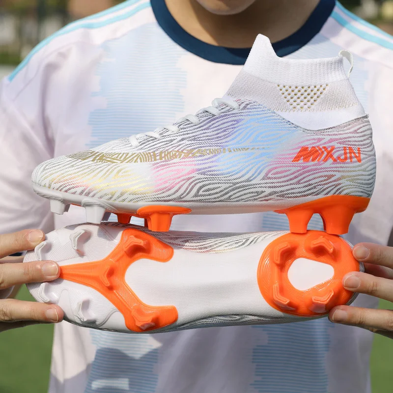 

Men Football Boots AG/FG Professional High Ankle Soccer Shoes Personality Football Shoes For Men Training Sneakers KIds