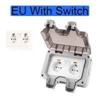 ip66 eu germany standard waterproof outdoor 16a wall power double socket with switch suitable large plug outlet