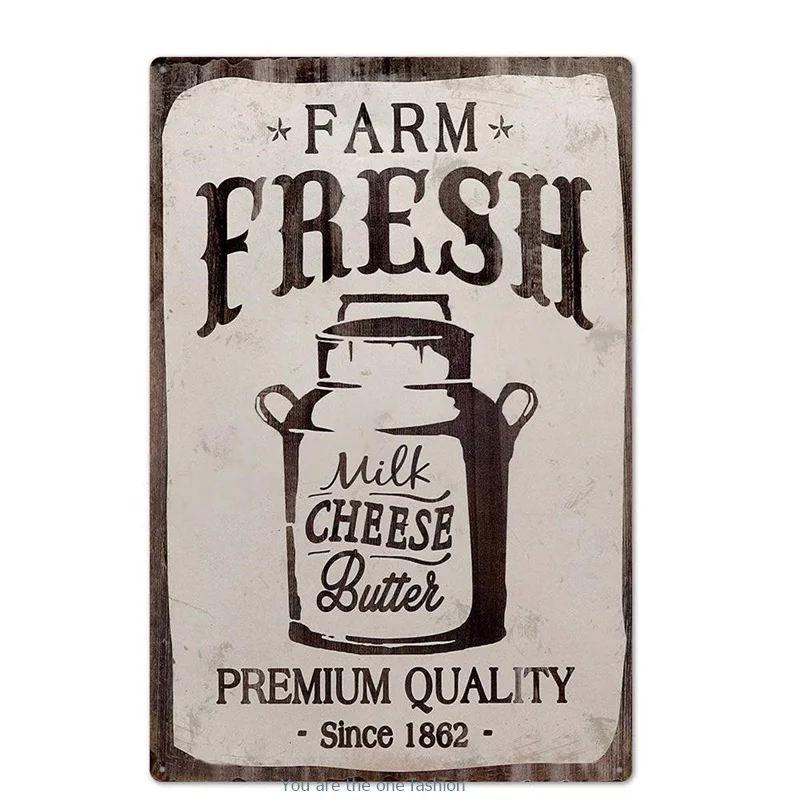 Shabby Wall Metal Tin Signs Farm To Table Fresh Milk Cows For Sale Vintage Iron Stickers Plaque Plate Decor Retro Pub | Дом и сад