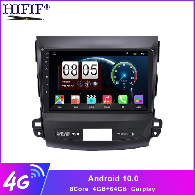 Автомобильный dvd плеер на android 10 gps мультимедийный радио для Mitsubishi Outlander 2006 2014 Peugeot