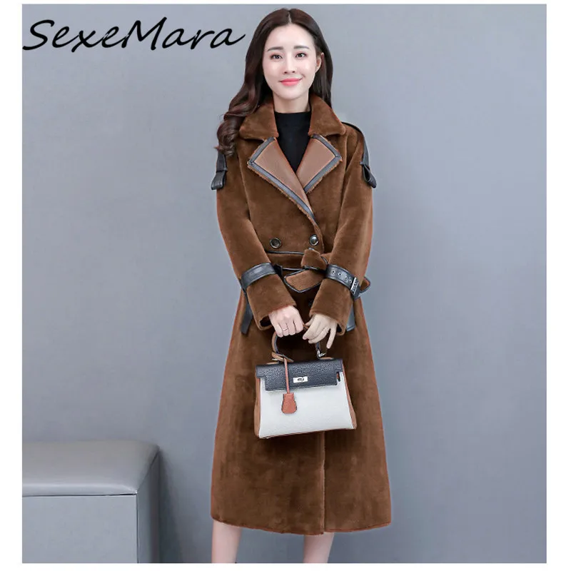 

2019 Korean Fashion Double Breasted Women Long Coats Winter Elegant Warm Plus Size Fur Coats