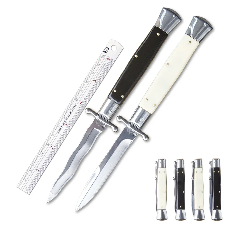 Итальянский нож открывающийся крестного отца мафии зеркальное лезвие из