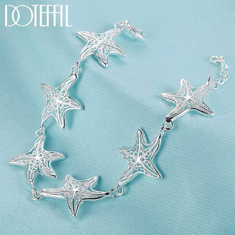 

DOTEFFIL 925 Sterling Silver Starfish Bracelet For Woman Wedding Engagement Party Gift Fashion Jewelry