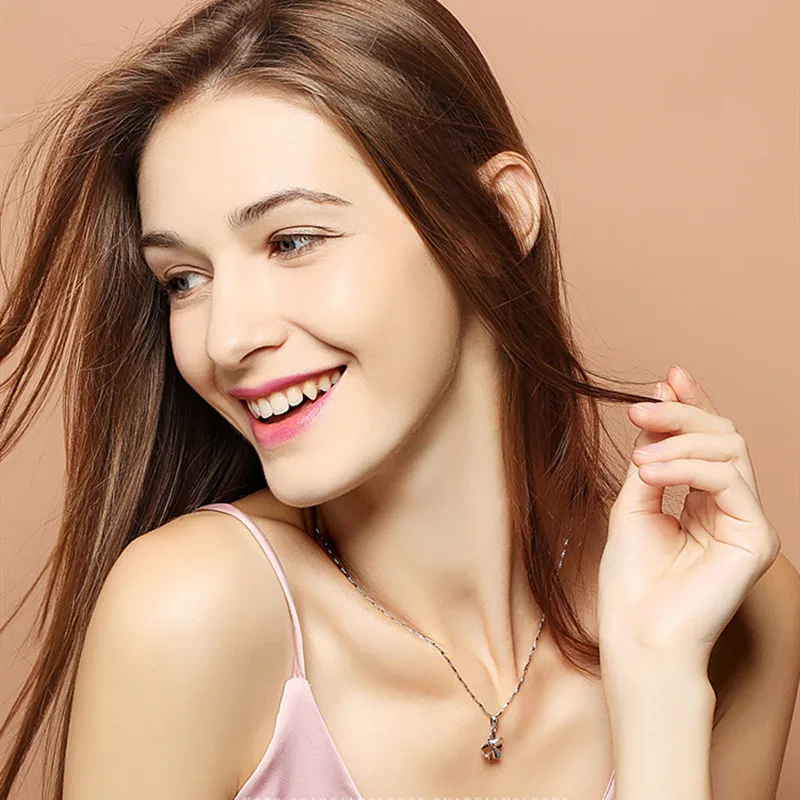 Женское серебряное ожерелье с четырьмя листьями клевера | Украшения и аксессуары