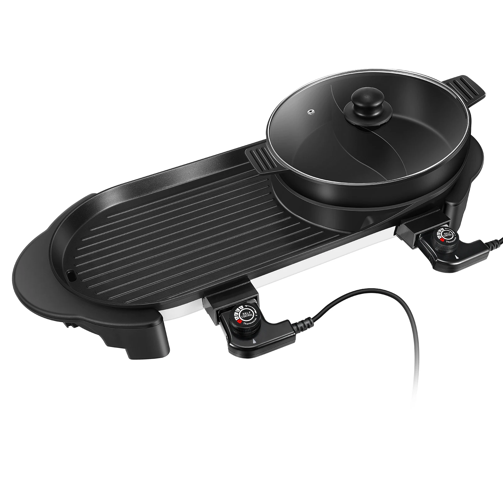 Pаспродажа Портативный Электрический гриль, гриль для барбекю, домашняя Горячая кастрюля, тарелка для жарки, большая емкость, бытовая многофункционал...