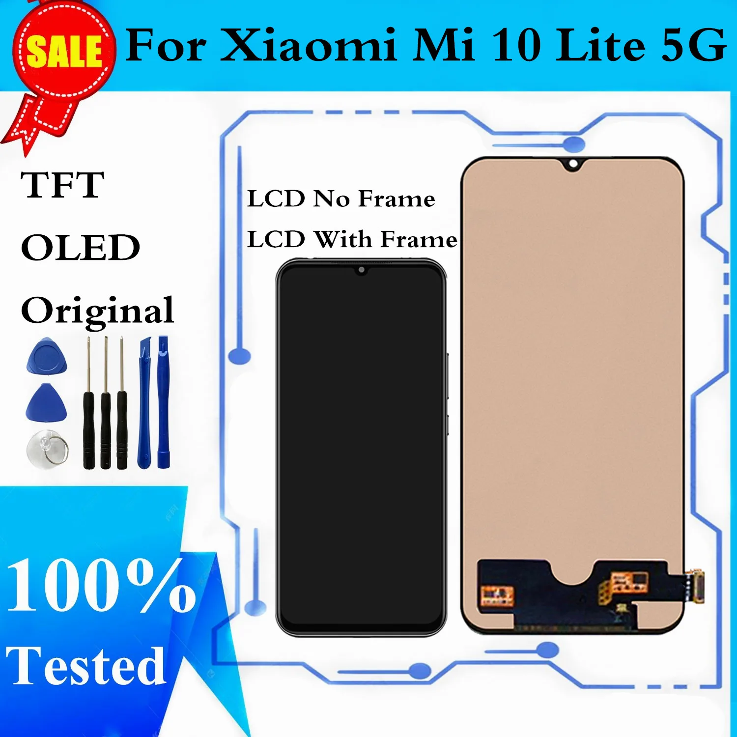 

100% Test Mi 10 Lite Lcd For Xiaomi Mi10 Lite Lcd Display Touch Screen Digitizer Assembly For Mi 10Lite Lcd M2002J9G 5G