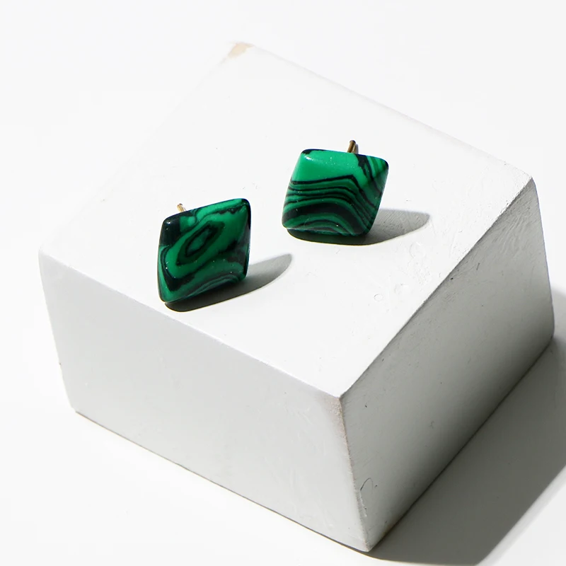 B0340 Серьги-гвоздики в богемном стиле с бирюзой, серьги-гвоздики ручной работы из камней правильной геометрической формы, серьги-гвоздики для женщин и девушек, ювелирные изделия B0318 - Окраска металла: B0340