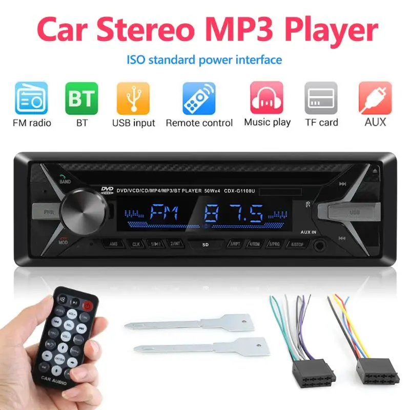 1000U 1DIN автомобильный стерео CD dvd плеер Bluetooth MP3 USB AUX радио головное