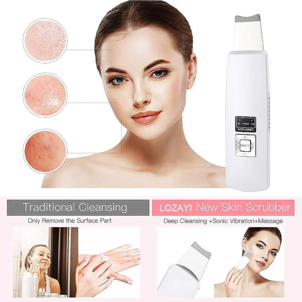 Ultrasonic Deep Face Cleaning Machine Skin Scrubber Remove Dirt Blackhead Reduce Wrinkles and spots Facial Whitening Lifting | Бытовая