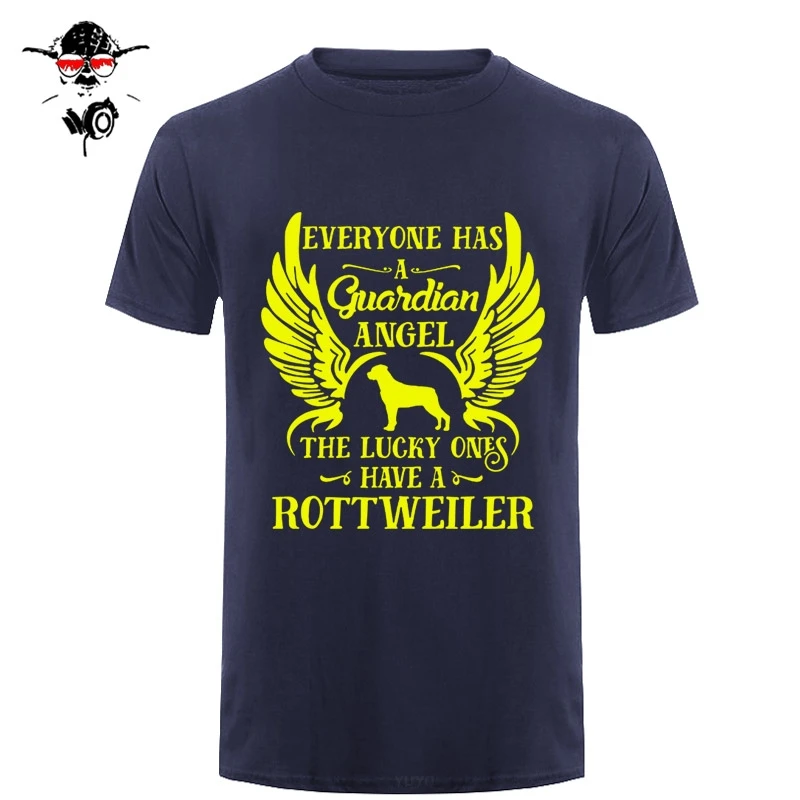 Лучший бренд забавная футболка My Guardian Angel Is A Rottweiler Мужская хлопковая топ