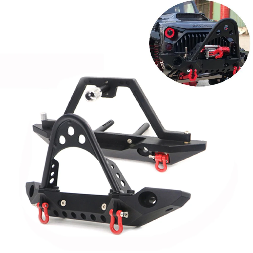 

high quality Aluminum Front Rear Bumper Bull Bar W/Spare Tire Carrier For 1:10 Axial SCX10 JEEP SCX10 II 90046 90047 TRX4 RC Car
