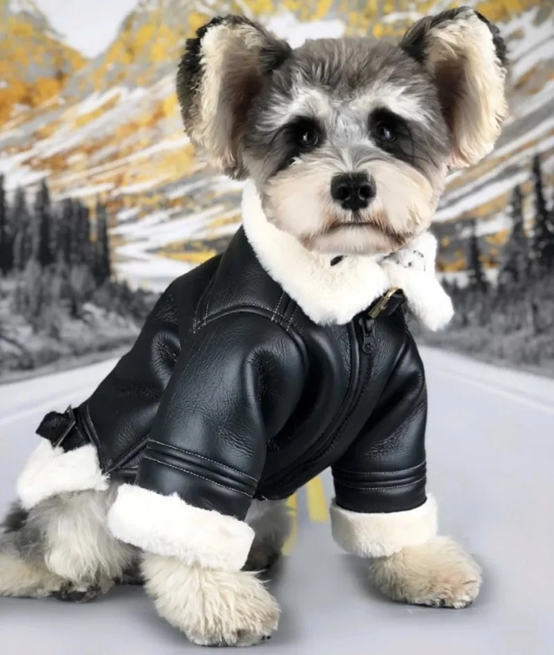 

New Winter Jacket For Puppy Small Pet Clothes PU Coat For Dogs Warm Windproof Thick Clothing For Schauzer Pugs French Bulldog