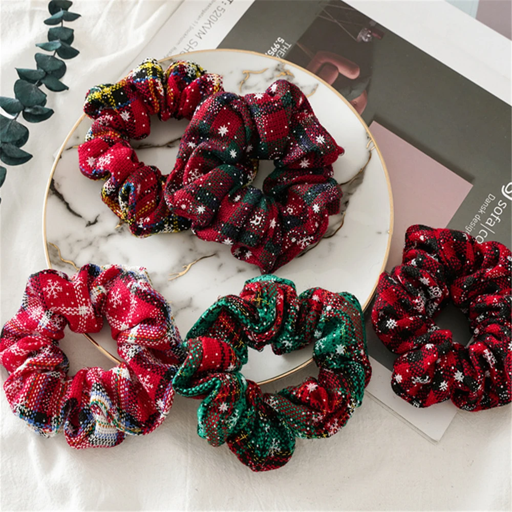 Новые рождественские резинки для волос из толстой кишки женские держатель