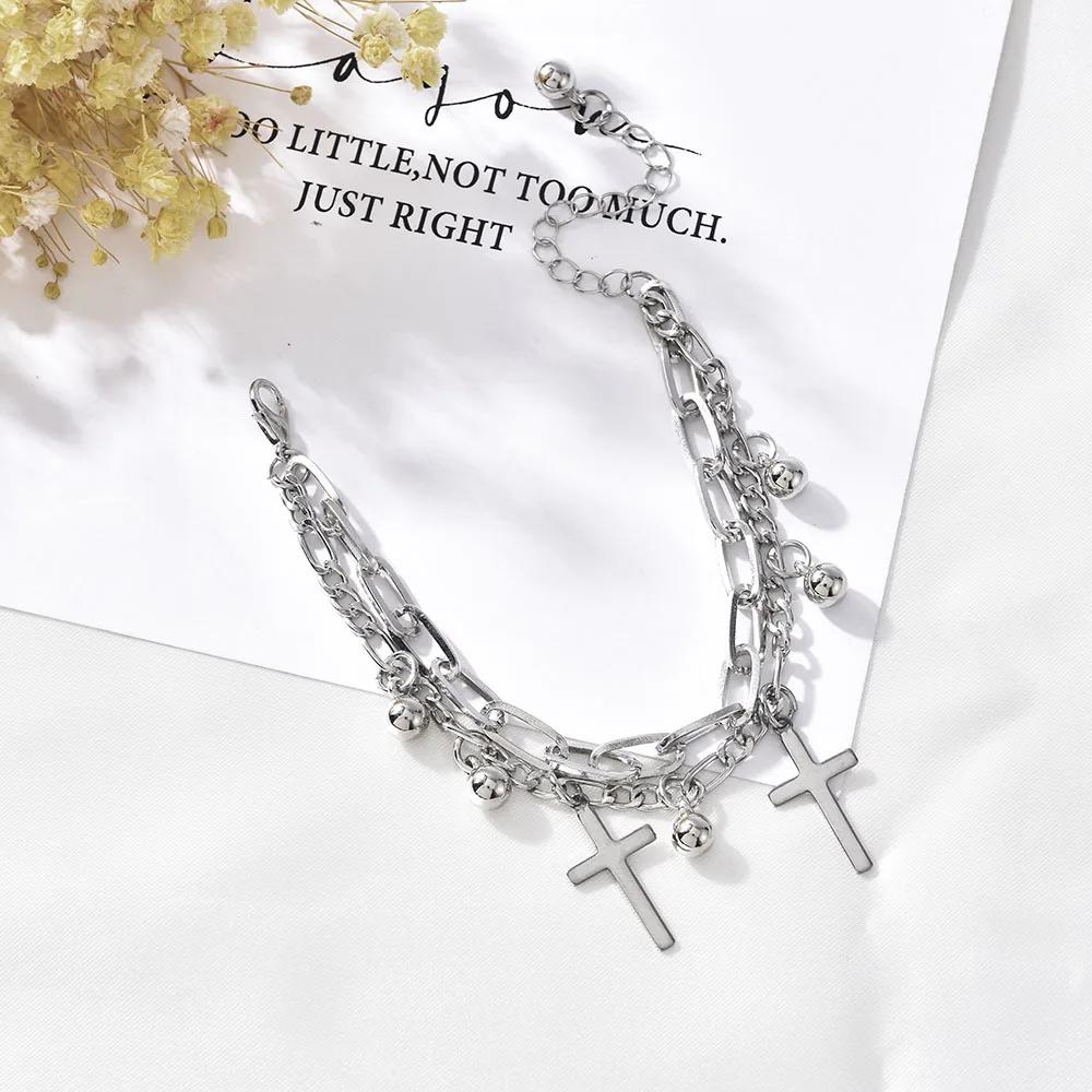 2020 новые модные ювелирные изделия в стиле панк посеребренный браслет с крестом