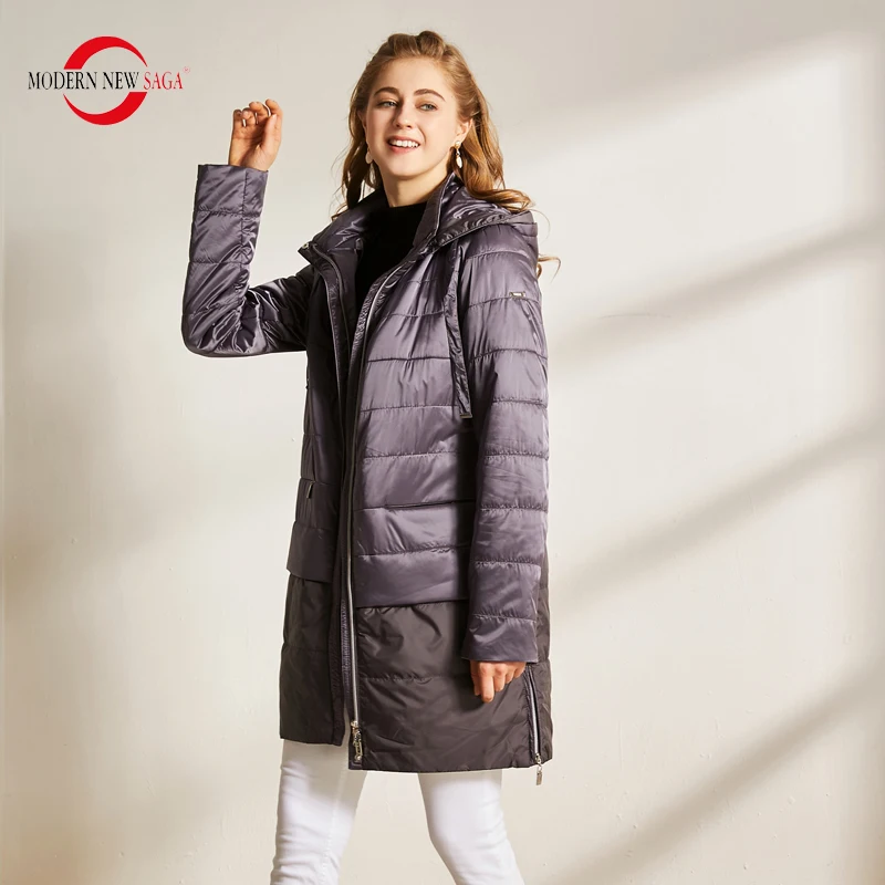 MODERN NEW SAGA 2020 Осеннее Женское Пальто Хлопковая Стеганая Куртка С Капюшоном