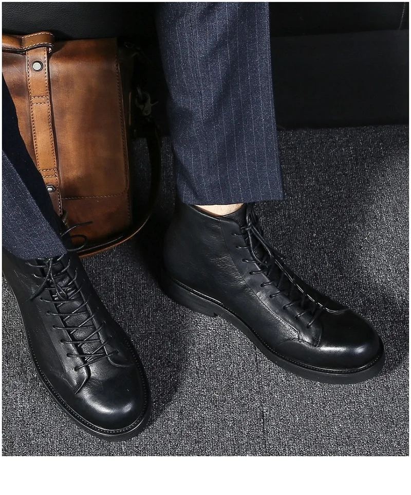 Мужская обувь в европейском стиле в винтажном стиле; формальные ботинки челси на высоком каблуке; мужская осенне-зимняя оснастка из воловьей кожи для отдыха; мужские ботинки для работы