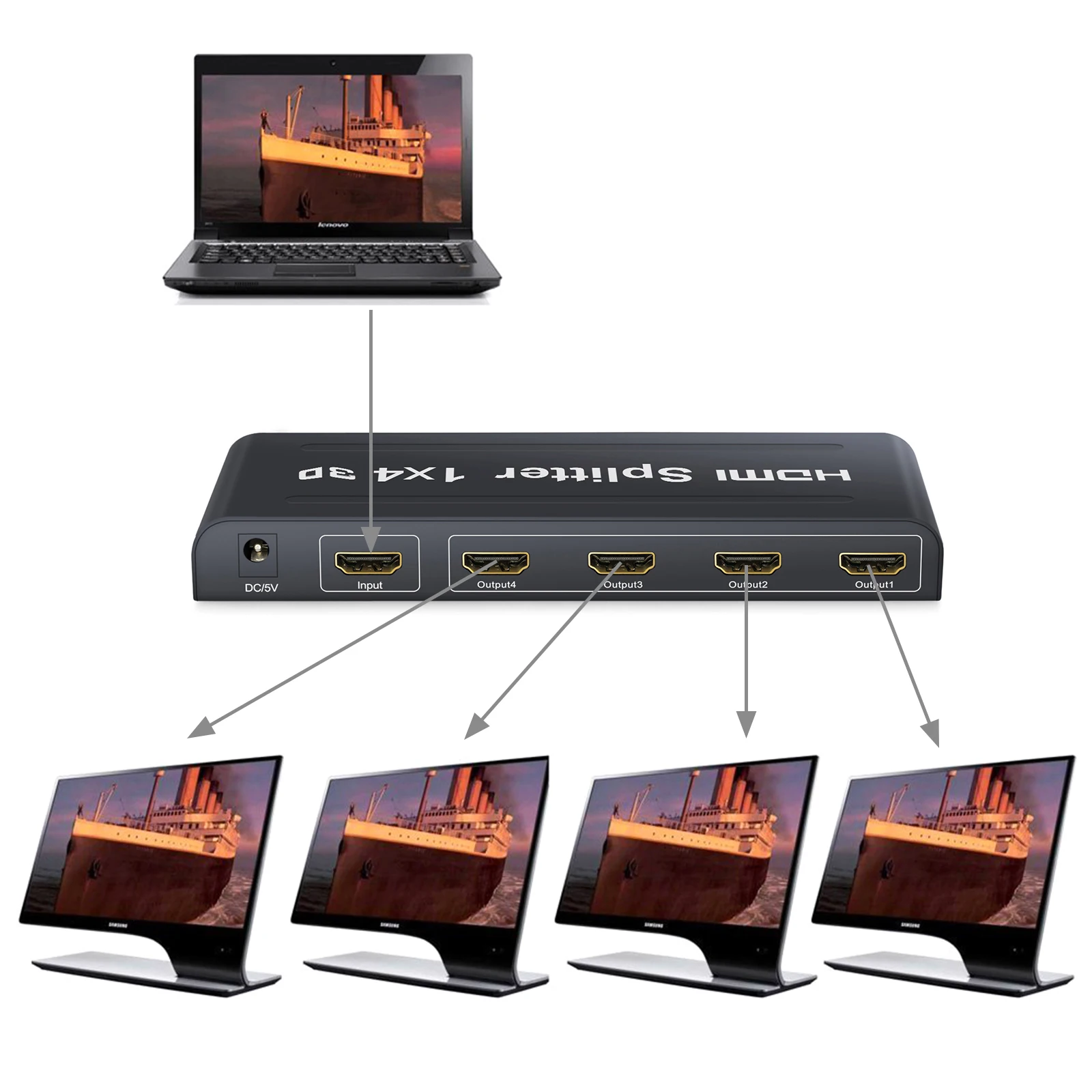 Prozor 1 в 4 выхода HDMI совместимый сплиттер 4K @ 30Hz 3D Поддержка DTS DSD Аудио Видео